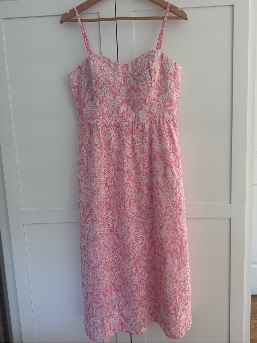 Lilly Pulitzer Allarie Pink Eyelet Midi Dress Size 10